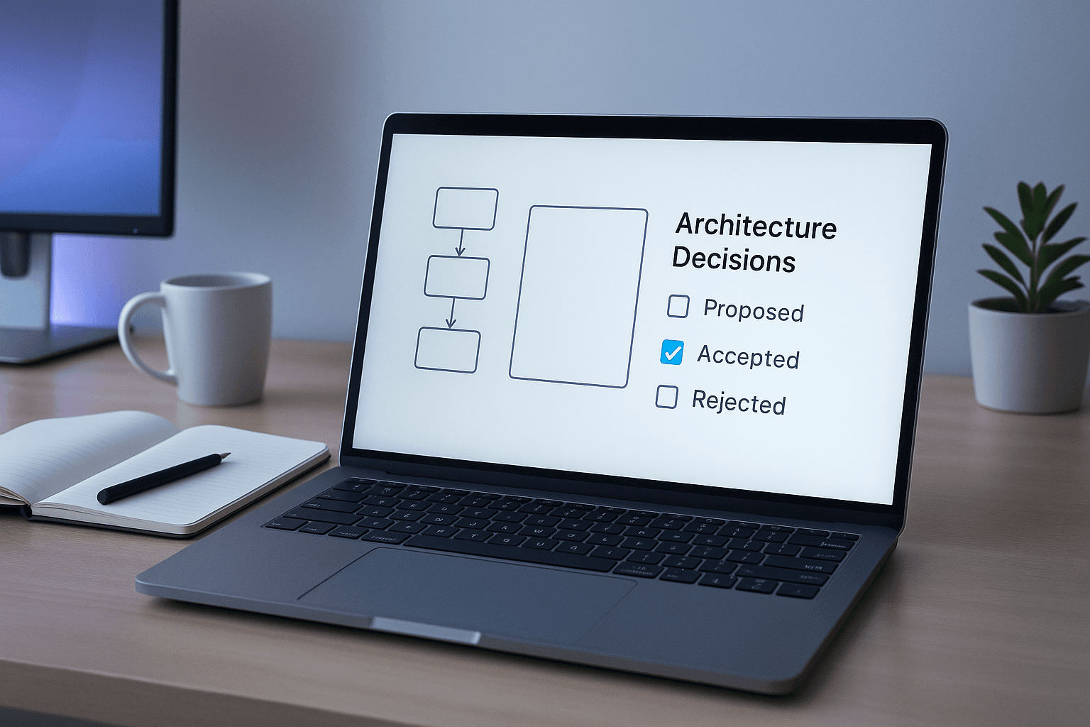 Track and document architecture decisions with Stacklog Stacklog architecture decision platform illustration